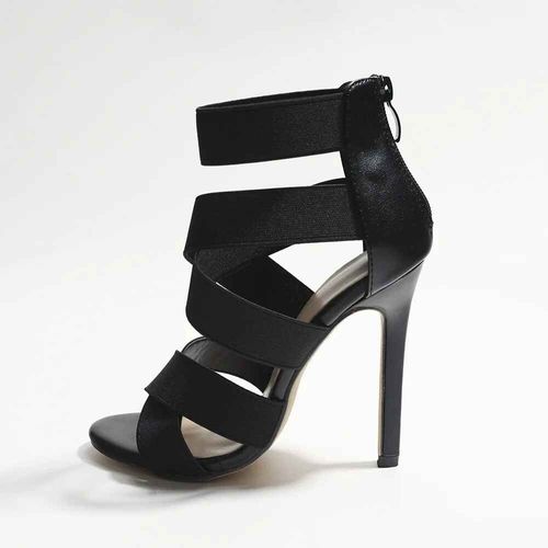 Chaussures De Gladiateur Noires Sexy À Bouts Ouverts Pour Femmes,Sandales À Talons Super Hauts,Escarpins Pour Dames,Fermeture À Glissière Arrière À Large Bande,Sandale De Fête Et De Mariage