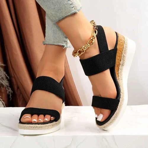 Sandales D'été Pour Femmes,Chaussures Décontractées,Confortables,Coordonnantes,À Enfiler,En Tissu Élastique,Grande Taille 36-43