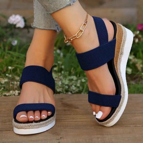 Sandales D'été Pour Femmes,Chaussures Décontractées,Confortables,Coordonnantes,À Enfiler,En Tissu Élastique,Grande Taille 36-43