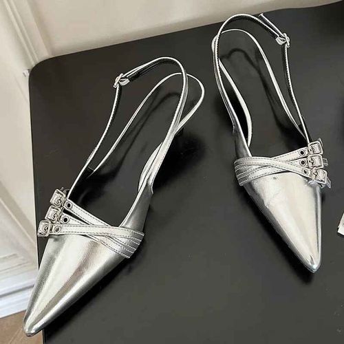 Chaussures À Talons Hauts En Cuir Pu Pour Femmes,Sandales À Lanières Strucstrap,Chaussures Punk Gothiques Pointues,Mode De Fête,Été
