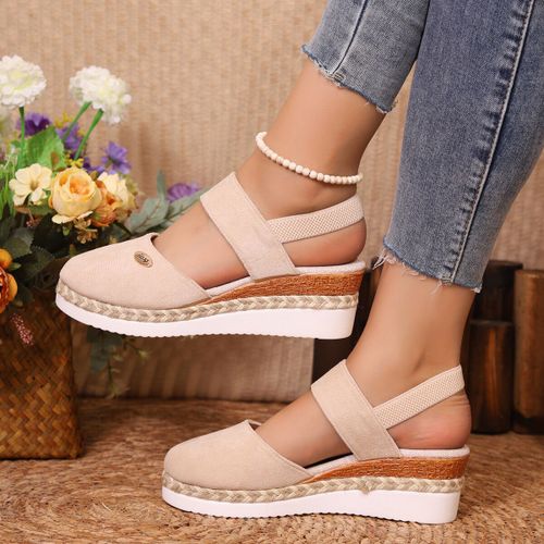 Sandales À L'offre Elles Compensées Pour Femmes,Chaussures De Gladiateur,Espadrilles À Plateforme,Fermées,Été