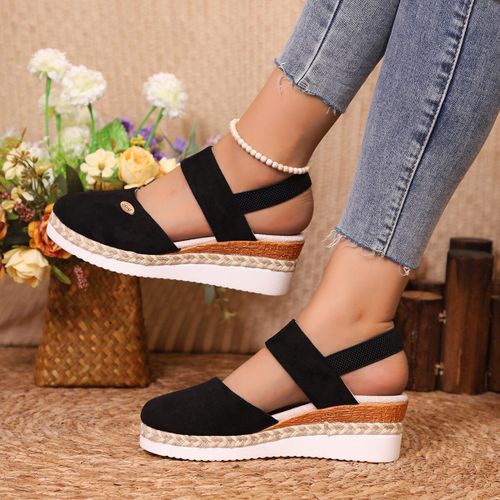 Sandales À L'offre Elles Compensées Pour Femmes,Chaussures De Gladiateur,Espadrilles À Plateforme,Fermées,Été