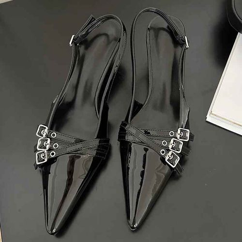 Chaussures À Talons Hauts En Cuir Pu Pour Femmes,Sandales À Lanières Strucstrap,Chaussures Punk Gothiques Pointues,Mode De Fête,Été