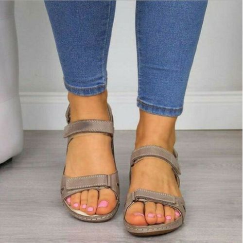 Sandales Basses En Cuir Pour Femmes,Sabots D'été,Respirants,Imbibés,Beige,Grande Taille,Muffins,Chaussures À Talons Bas,Mode 2025