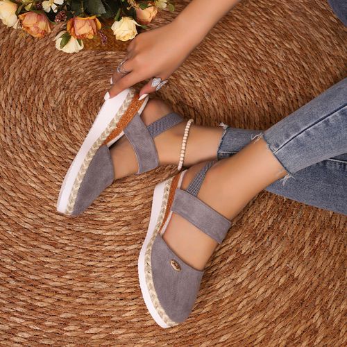 Sandales À L'offre Elles Compensées Pour Femmes,Chaussures De Gladiateur,Espadrilles À Plateforme,Fermées,Été