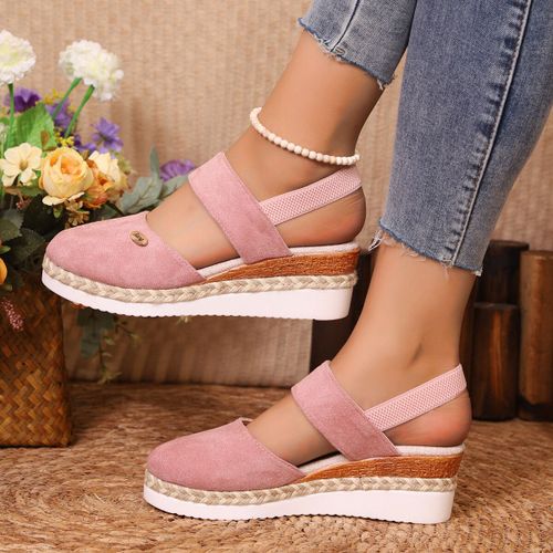 Sandales À L'offre Elles Compensées Pour Femmes,Chaussures De Gladiateur,Espadrilles À Plateforme,Fermées,Été