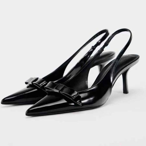 2025 Chaussures De Bureau Modernes Pour Femmes Blanc Noir Mariage Slingback Bout Pointu Papillon Décoration Femme Sandales À Talons Hauts