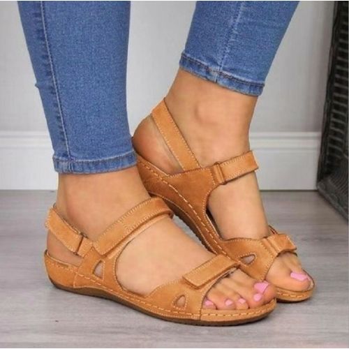 Sandales Basses En Cuir Pour Femmes,Sabots D'été,Respirants,Imbibés,Beige,Grande Taille,Muffins,Chaussures À Talons Bas,Mode 2025