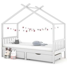 Cadre De Lit Enfant Avec Tiroirs Blanc Pin Massif 90x200 Cm