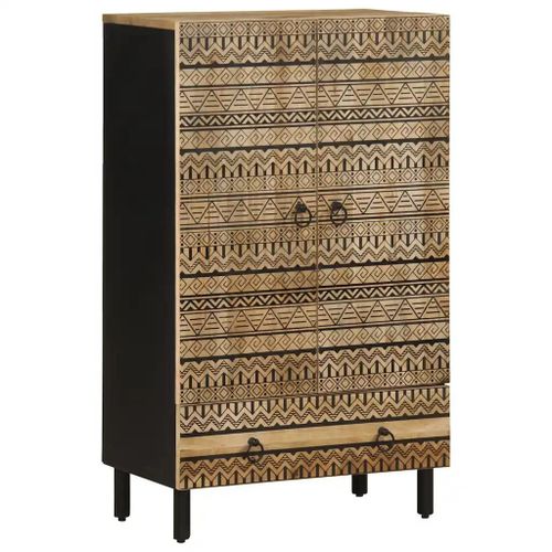Buffet Haut 60x33,5x110 Cm Bois De Manguier Brut Massif