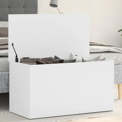 Coffre De Rangement Blanc 84x42x46 Cm Bois D'ingénierie