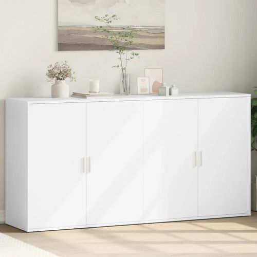 Buffets 2 Pcs Blanc 79x38x80 Cm Bois D¿Ingénierie