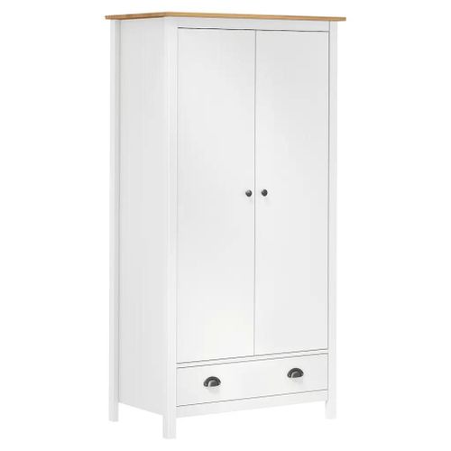 Garde-Robe À 2 Portes Hill Blanc 89x50x170cm Bois De Pin Solide