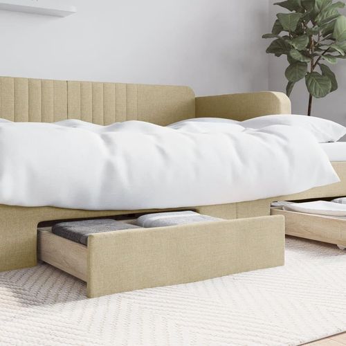 Tiroirs De Lit 2 Pcs Crème Bois D'ingénierie Et Tissu,Tiroirs Sous Le Lit Avec Roulettes,Glisser Sous Les Tiroirs De Rangement Pour Lits De Hauteur Standard