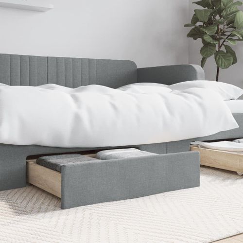 Tiroirs De Lit 2 Pièce Gris Clair Bois D'ingénierie Et Tissu,Tiroirs Sous Le Lit Avec Roulettes,Glisser Sous Les Tiroirs De Rangement Pour Lits De Hauteur Standard