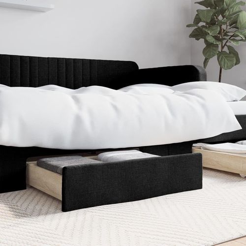 Tiroirs De Lit 2 Pcs Noir Bois D'ingénierie Et Tissu,Tiroirs Sous Le Lit Avec Roulettes,Glisser Sous Les Tiroirs De Rangement Pour Lits De Hauteur Standard