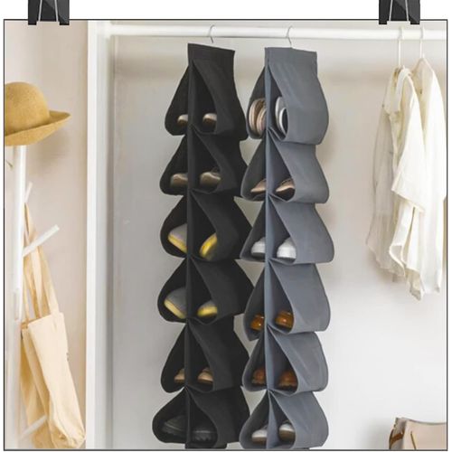 Chaussures Suspendu Organiseur Rangement Derrière Porte-117 * 32cm Avec 12 Poches,Organisateur De Porte,Porte-Étagère À Chaussures Pour Le Stockage Des Chaussures,Noir,1 Pièce.