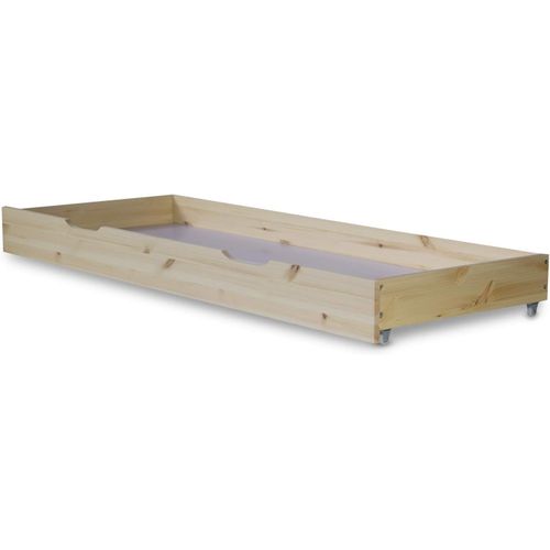 Tiroir De Lit Rangement Avec Roulettes Bois Naturel