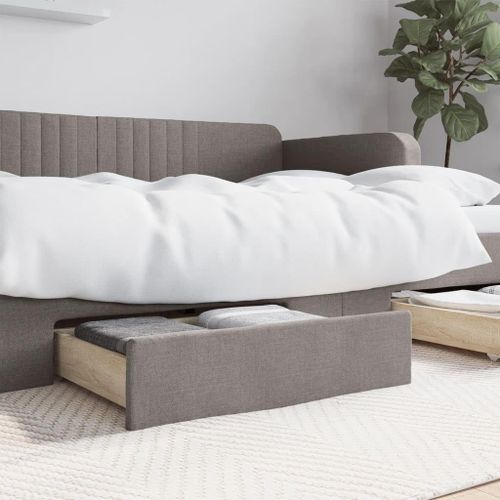 Tiroirs De Lit 2 Pcs Taupe Bois D'ingénierie Et Tissu,Tiroirs Sous Le Lit Avec Roulettes,Glisser Sous Les Tiroirs De Rangement Pour Lits De Hauteur Standard