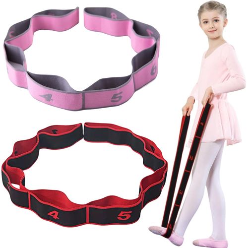 Lot De 2 Bandes Élastiques De Résistance Avec 8 Boucles Pour Enfants Et Adultes Pilates Fitness Gymnastique