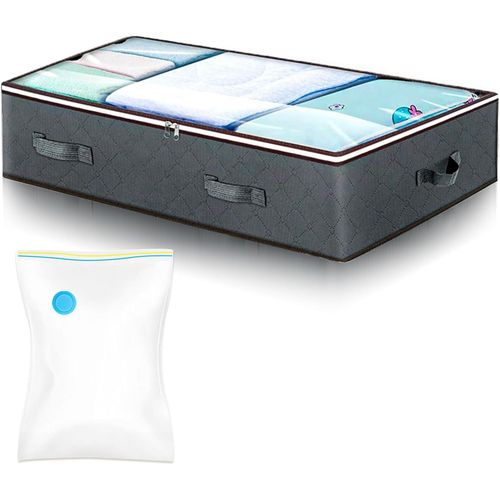 Sacs De Rangement Pour Dessous De Lit,Rangement Sous Lit De Grande Capacité,Avec 1 Sacs Sous Vide,Boîte De Rangement Pour Vêtements Sous Le Lit,Rangement Adapté Aux Couettes,Couvertures Et Literie