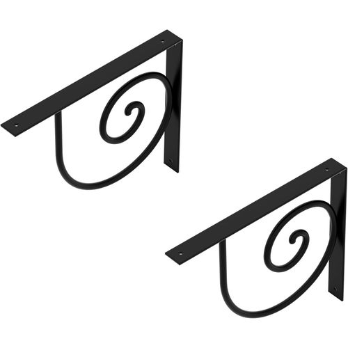 869670 Console Vicky|Une Paire|Support D'étagères Murales En Paire Ou À L'unité|Noir|Dimensions 250x305x30mm