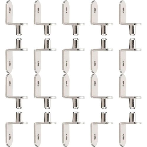 Lot De 20 Supports D'étagère Métalliques En Forme De L De 6.35mm Pour Armoire De Cuisine,Avec Chevilles En Fer Nickelé. Idéal Pour Meubles,Armoires Et Bibliothèques.