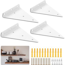 Lot De 4 Supports D'étagère Triangulaires Invisibles En Métal Robuste Pour Étagères,Support D'étagère Caché,Support Mural Décoratif Flottant Et Support Blanc 16,5 Cm