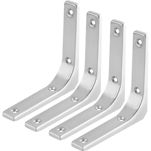 4pcs Support Etagère Murale Fixation Flottante Support,Tablette Support Dissimulé,Equerre Charge Lourde En Métal L Support Etagère Murale Pour Étagère Support D'angle Mural Argenté 3 Inch