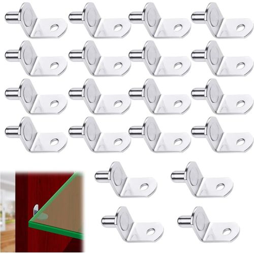 20 Pièces Support Pour Métal,L-Forme,Pour Armoire De Cuisine,Support Équerre Cheville,Etagere En Fer Nickelé,Taux Pour Consoles Et Taquets Pour Taquet Etagere 5mm