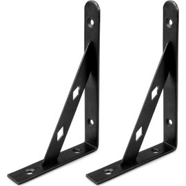 Lot De 20 Supports D'étagère Pour étagère Murale, 150 X 200 Mm Equerre De Charge Lourde Noir Metal Angle De 90 Avec Vis 99139928