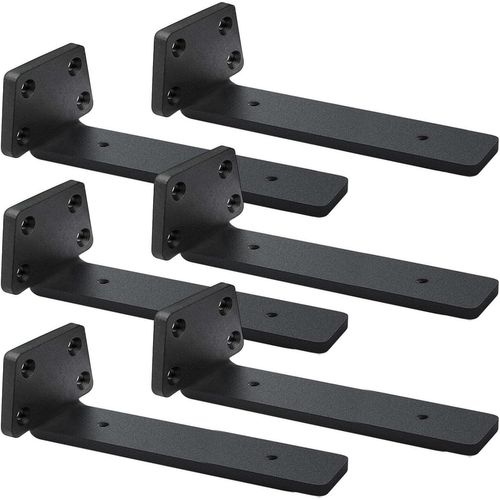 Lot De 6 Equerre Etagere Murale,Supports Pour Étagères Lourdes Industrielles,Equerre Charge Lourde,Supports En L,5mm D'épaisseur Avec Vis (25 Cm)