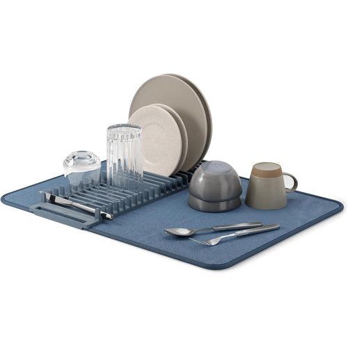 Udry Égouttoir À Vaisselle Et Tapis D'égouttement En Microfibre¿Pliable,Peu Encombrant Et Facile À Ranger,60x45 Cm,Bleu Ardoise