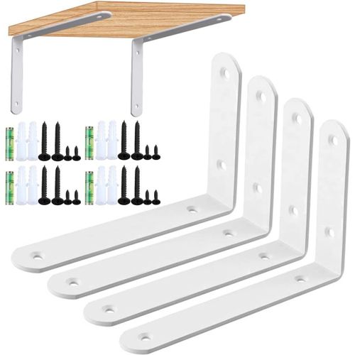 Support Etagère Murale Fixation Flottante Support,Lot De 4 Equerre Etagere Murale,D'étagère Tenture Murale,Supports Pour Étagères Lourdes Industrielles,Equerre Charge Lourde,125x85mm,Blanc