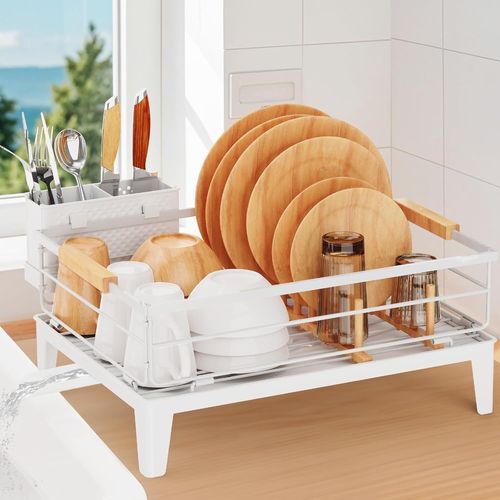 Egouttoir Vaisselle,Egoutoire Vaisselle Cuisine Avec Egouttoir Couvert Et Plateau D'égouttement Amovible,Égouttoir À Vaisselle Avec Drain Automatique,41.5×30×20cm
