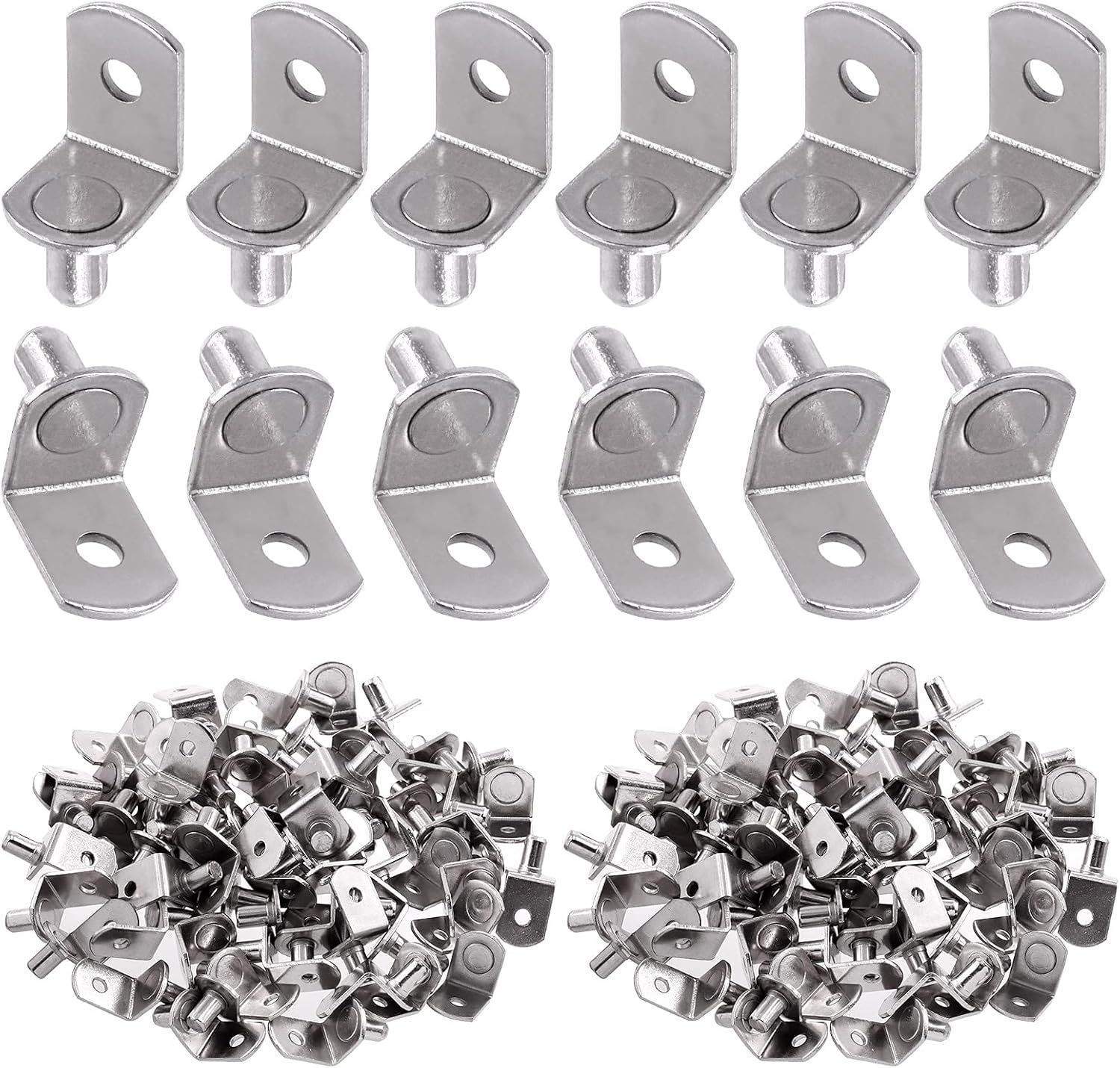 Lot De 60 Broches D'étagère En L De 6mm Avec Trou En Acier Plaqué Pour Trous Sur Bibliothèque,Armoires Et Centres De Divertissement