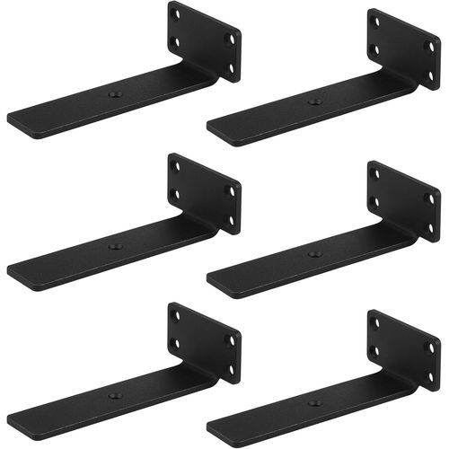 6Pcs Equerre Etagere Murale Noire Métal Equerre Charge Lourde,Capacité De Charge 68 Kg Équerre Étagère Invisible,Equerre Murale Avec Vis Equerre Etagere