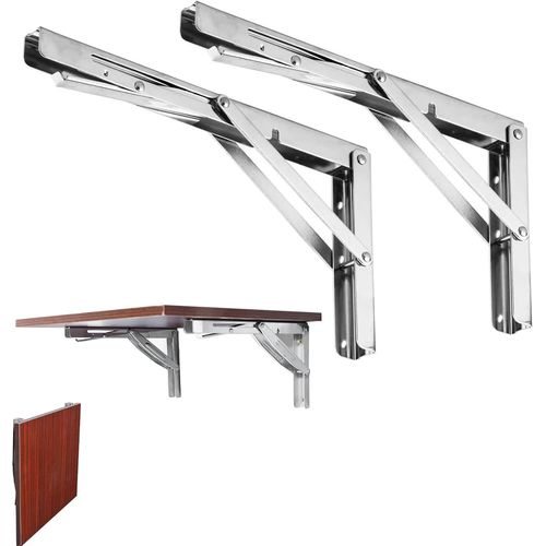 Équerre Pliante Charge Lourde-2pcs-300mm-Équerre Pliable 300mm,Équerre Étagère Murale En Acier Inoxydable,Équerre Rétractable,Charge Max: 150 Kg