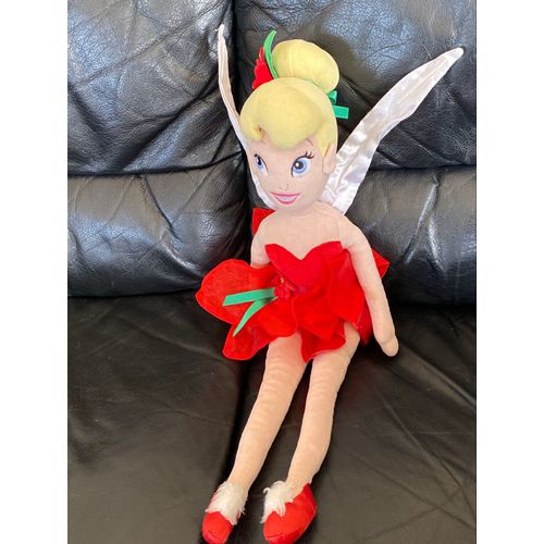 Poupée Chiffon Fée Clochette Rouge Noël Disney Store Peluche Peter Pan Hiver 58 Cm