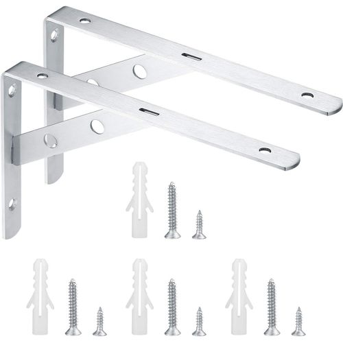2 Pièces Supports Équerre Murale,Équerres Étagère De Fixation Murale,Console Support D'Angle Brace,Equerre Charge Lourde,90 Degrés Support D'Angle Mural Métal-200X135mm