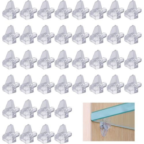 Lot De 40 Clous De Support D'étagère Réglables En Plastique Transparent-Ouverture De 5mm-Convient Pour Les Armoires,Les Vitrines,Les Cloisons