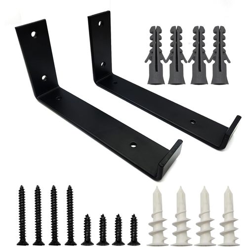 2 Pièces Support Etagere Murale,Equerre Etagere Murale Noire,Fixation Planche Echafaudage,Equerre Industrielle Charge Lourde Metal Pour Etagères,Echafaudage
