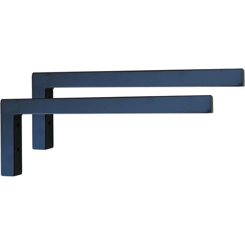Lot De 2 Consoles Murales En Acier Noir En Forme De L (400x150mm)