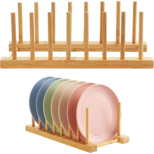2 Pcs Égoutoire Vaisselle Bois,Support En Bois Pour Assiettes,Support En Bambou Pour Assiettes,Égouttoir Bambou,Pour Bol Tasses Planche À Découper Cd Livres