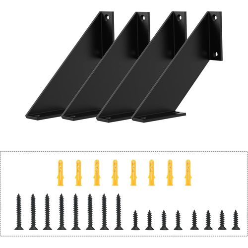 Supports D'Étagère 4 Pièces,Équerre Étagère Murale Noire,Équerreétagère Metal Flottantes 10Cm Equerre Charge Lourde,Wquerre Étagère Inversée Equerre Etagere Placard
