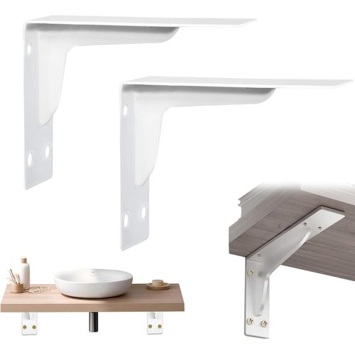 Equerre Charge Lourde,Equerre Etagere Murale,Équerre Étagère,Support Etagere Avec Vis À Expansion Métallique * 4,Vis Auto-Taraudeuses * 4,Equerre Etagere Murale Blanche 2 Pièces (190×140mm)