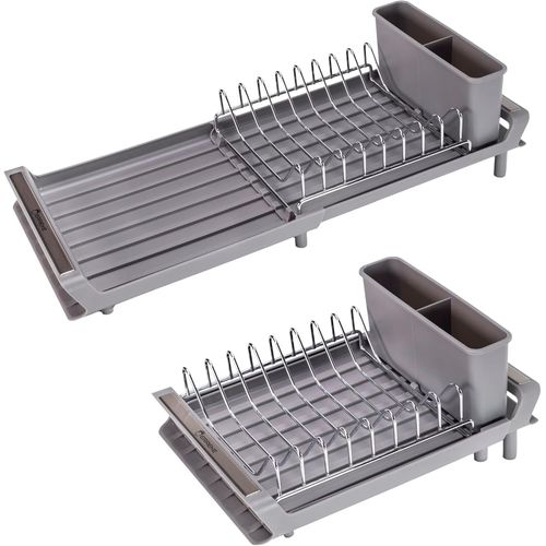 Egouttoir Vaisselle Inox,Égouttoir À Vaisselle Pliable,Egoutoire Vaisselle Cuisine,Bec Verseur Pour L'évier,28 À 47 Cm De Long,20 Cm De Large,Couleur Gris