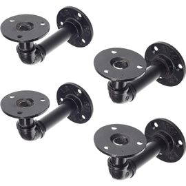 Support Étagère Mural Rétro En Métal,Support Tablette Mural Style Industriel Pour Déco Salon Cuisine Chambre Salle De Bain Salle D'étude Bibliothèque,Étagères Murales À Suspendre Avec Vis,Noir ,4pcs
