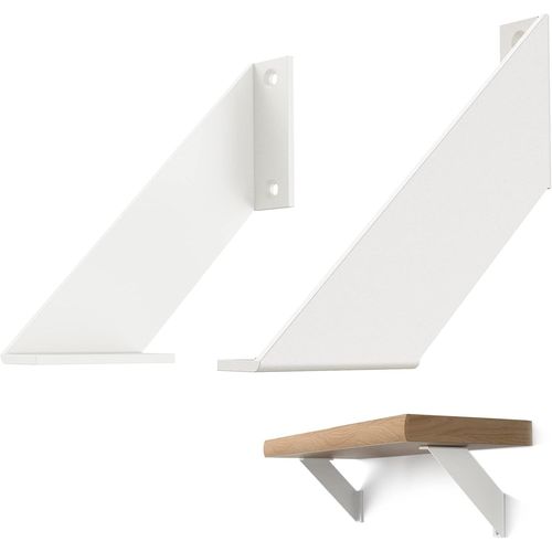 Chas Bete Equerre Charge Lourde Metal,Equerre Etagere Murale Blanc,Support Etagere Vintage Pour Etageres Bricolage 20cm 2pièces