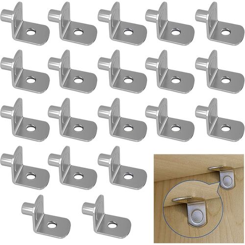 20 Pièces Support Pour Étagère Métal De 5mm Pour Armoire De Cuisine L Forme Support Équerre Cheville Etagere En Fer Nickelé Étagère Cheville Support D'étagère Pour Meubles Armoire Bibliothèque